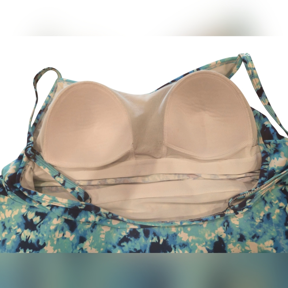 Croft & Barrow Blue White Tie-Dye Women's Swim Top Size Large - Picture 4 of 6